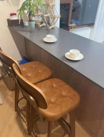 เก้าอี้บาร์ MY DOLLS HOUSE COCO 65 ซม. สีไม้เข้ม เบาะสีน้ำตาล_3